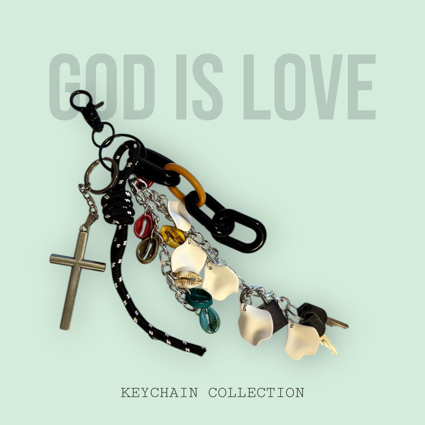 Peace, Be Still Seashell Keychain