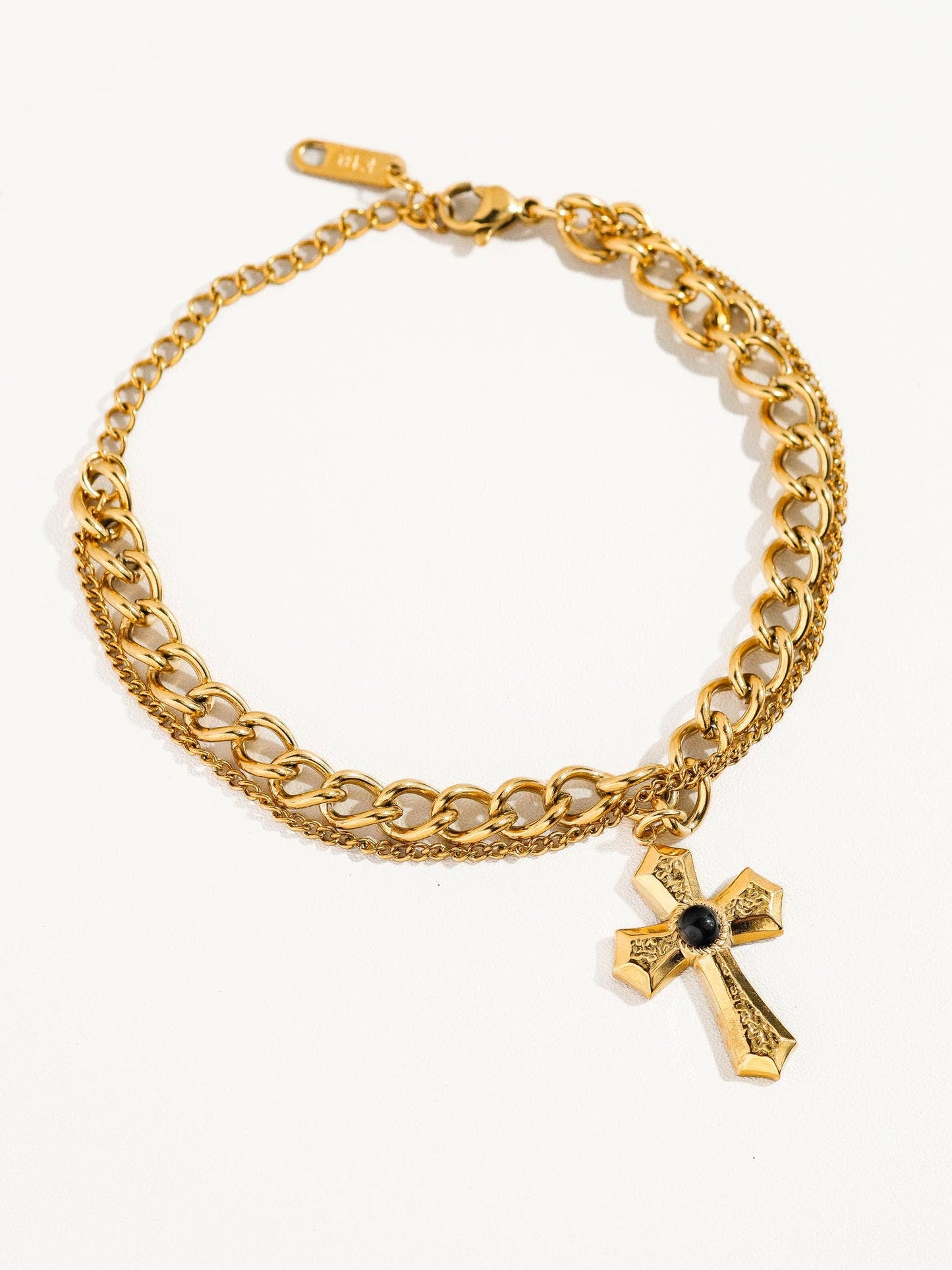 Ares Gold Layered Cross chain Bracelet