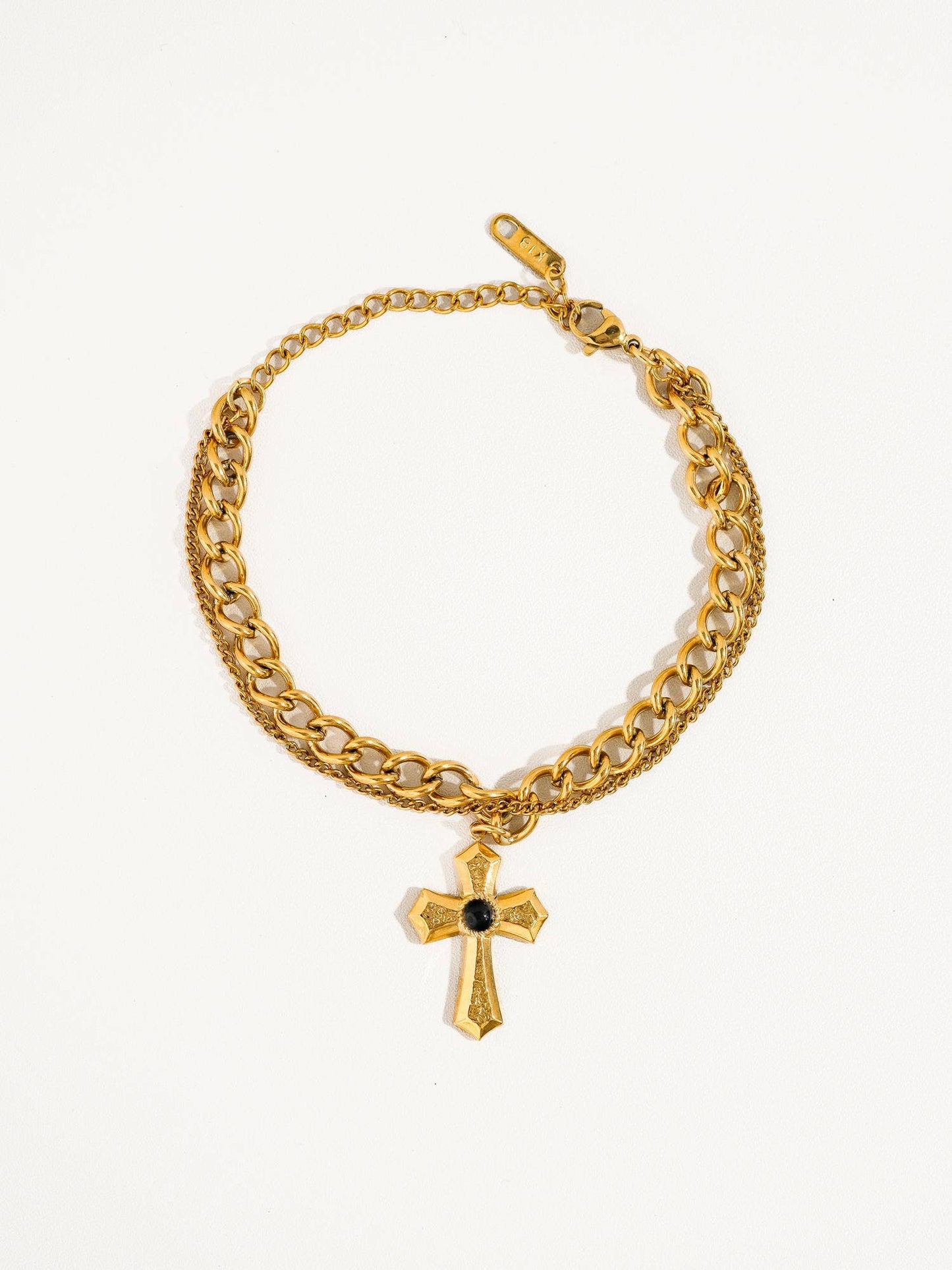 Ares Gold Layered Cross chain Bracelet